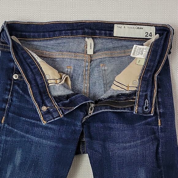 Rag & Bone Women's Skinny Low Rise Blue Denim Jeans in Kensington 24 | Girl's 12 - Picture 4 of 16